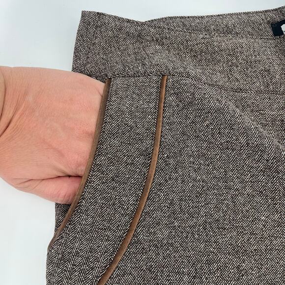 Brooklyn Industries Tweed Shorts Sz 4 Preppy Dark Academia Leather Herringbone - Picture 4 of 13